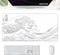 Black and White Large Mouse Pad, Japanese Sea Wave White Desk Pad for Keyboard and Mouse, Non-Slip Rubber Edge