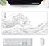 Black and White Large Mouse Pad, Japanese Sea Wave White Desk Pad for Keyboard and Mouse, Non-Slip Rubber Edge