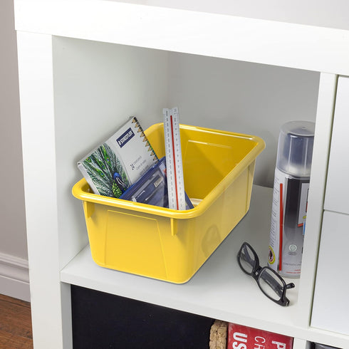 Storex Small Cubby Bins, Pack of 5, 12.2 x 7.8 x 5.1 Inches, Yellow