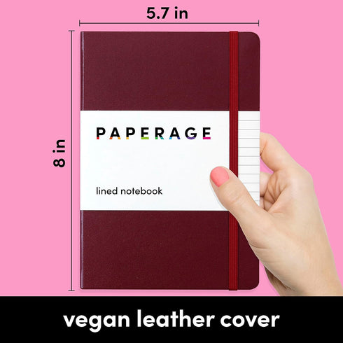 PAPERAGE Lined Journal Notebook, Burgundy, 252 Pages, Medium 5.7 inches x 8 inches, 100 GSM Thick Paper