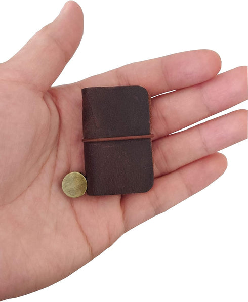 Miniature Notebook, Handmade Leather Cover, Portable Travel Sized Journal