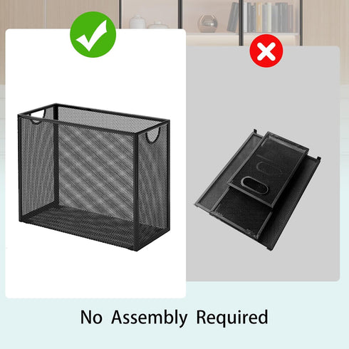 Letter-Size Hanging File Folder Organizer, Metal Mesh Storage Box, Big Desk File Holder, No Installation Required