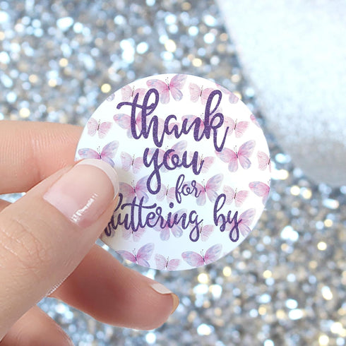 Butterfly Thank You Stickers - Thank You for Fluttering by Labels, Party Favors, 40 Count for Events