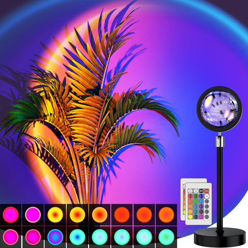 Bavcieu Sunset Lamp Projection Led Lights with Remote, Multicolor Night Light 360 Rotation
