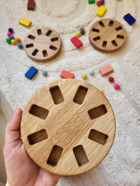8 Waldorf crayon holder for Stockmar blocks round shape gift for kids desk organization gift for teacher art supplies