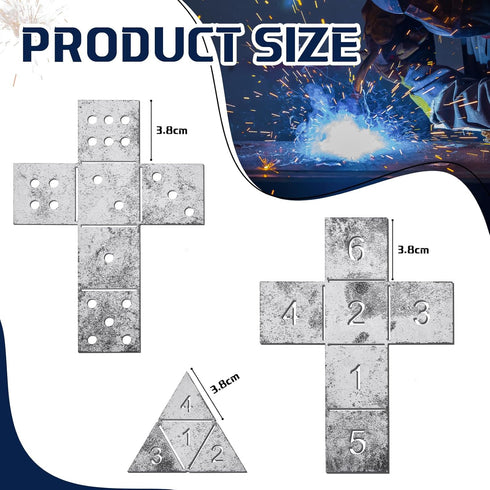 3 Pieces Dice Welding Kit Welding Coupons DIY Welding Equipment Mild Steel Triangle Plate for Beginners TIG MIG Gas Arc Stick Welding Training Practice Accessories Tools, 3 Styles (1.5 Inch)