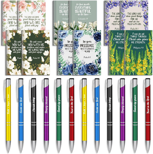Geyee 24 Pcs Mini Motivational Pens, Inspirational Notepads, Bulk Appreciation Gifts, Small Journals Set