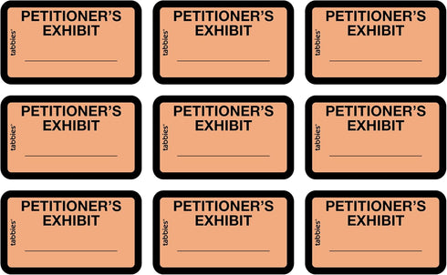 Tabbies Legal Exhibit Labels, Orange, PETITIONER'S Exhibit 252 Label, 1-5/8"W x 1" H, Pack (58026)