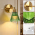Set 1 Vintage Battery Operated Wall Sconce with Green Crystal Grid Glass Lampshade Rechargeable Battery Powered Wall