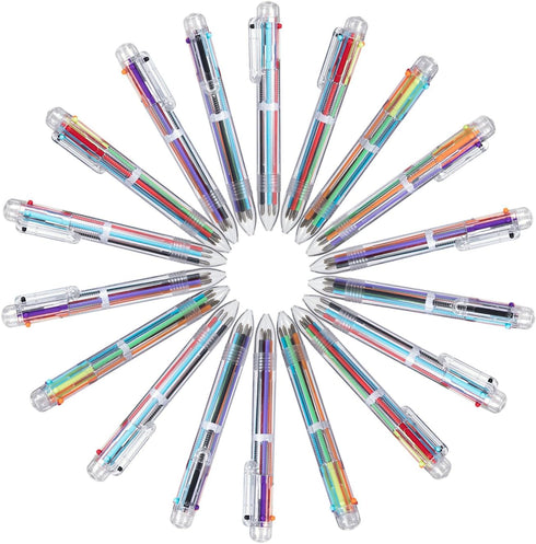 favide 22 Pack 0.5mm 6-in-1 Multicolor Ballpoint Pens, Retractable for Office School Supplies, Kids Party Favors