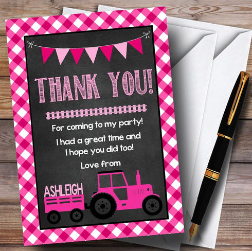 The Card Zoo Pink Country Farm Tractor Party Thank You Cards