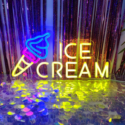 15.7"" 7.8"" Ice Cream Neon Sign Ice Cream Light Ice Cream Signs for Business, Ice Cream Bar Sign Decor for Drinking