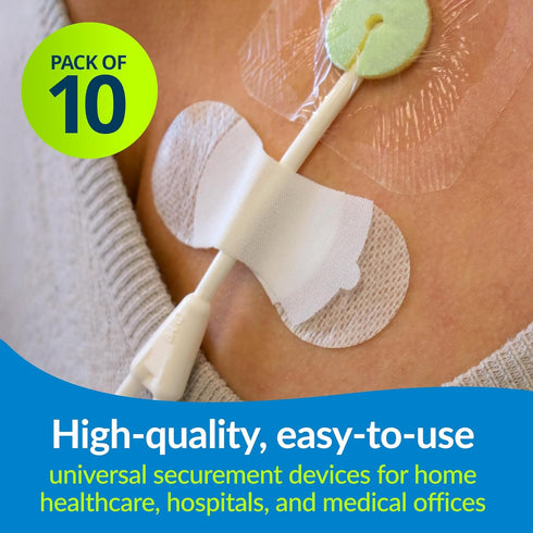 3300M-10PK Pack 10 TIDI Grip-Lok Medium Securement Device of Catheter Stabilization Device White Flexible Material