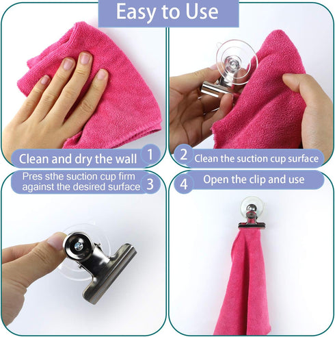 AUEAR 8 Pack Suction Cup Clips, Plastic Round Clamps Holder with Stainless Clip for Advertising Pop Display