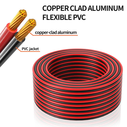 16 16AWG 100FT 2 12V/24V Energeaster Gauge Wire, Automotive Electrical Wire Conductor Red Black DC Cable LED Strips
