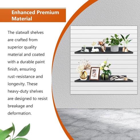 PEKGRIL 17X8 Inch Large Slatwall Shelves, Set of 2 Metal Accessories for Slat Wall, Flat Display Shelves for Storage