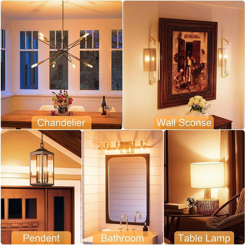 E12 Dimmable 8W 75 2700K T6 T25 E12 Bulb AC120V 750LM e12 Bulb 6Pack Leools LED Equal watt Amber Warm White Candelabra
