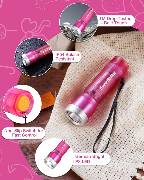 3 3 1 Pack EverBrite Small Flashlight, Compact LED Flash Light with Modes, AAA Batteries Included, Water-Resistant Mini
