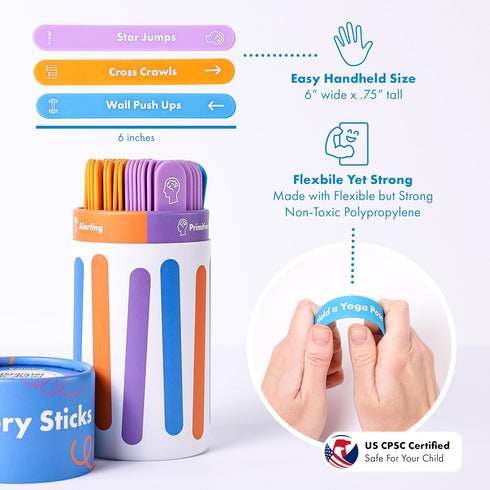 Harkla 60 Sensory Sticks Sensory Activities to Help Kids Relax and Refocus | Easy-to-Use Brain Break Kit | Science