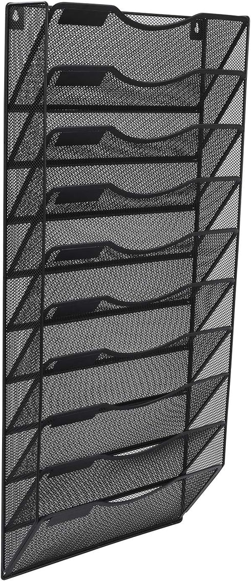 EasyPAG Hanging Wall File Organizer - 10 Tier Mesh Office Mail Paper Holder, Black