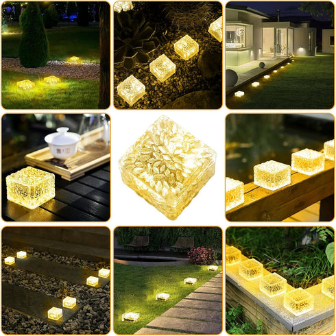 (3 Packs) JKIMK Solar Brick Lights - Outdoor Waterproof Patio & Garden Decor for Patio, Yard, Walkway, Pathway