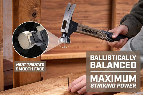 20 oz Hammer, 16 Inch, 3% Spec Ops Tools Fiberglass Soft Mallet Cap, Shock-Absorbing Grip, Donated to Veterans