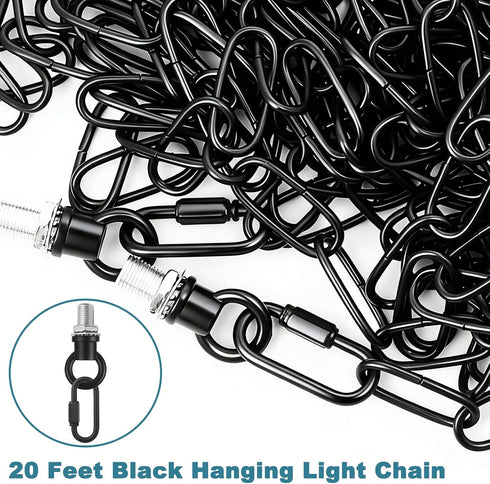 15 66 garini Feet Industrial Black Light Fixture Chain, Adjustable Metal Pendant Chandelier Chain Extension