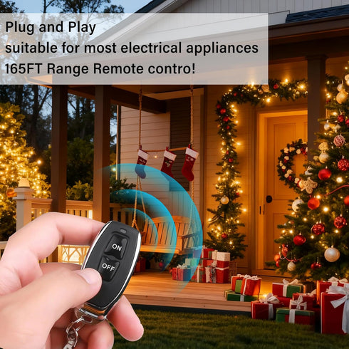 20A 110-250V 2 IP67 Weatherproof,433Mhz 165Ft),for Waterproof Remote Control Power Switch,AC Wireless Outlet Switch