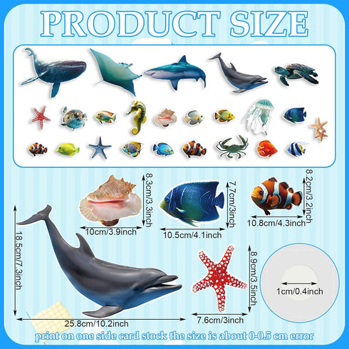 Fulmoon 62 Pcs Realistic Sea Ocean Animal Classroom Bulletin Board Decor Cutout Sharks Whales Turtles Clown Fish Seahorse Starfish Cutout Ocean Party Classroom Office Wall Decorations by Fulmoon