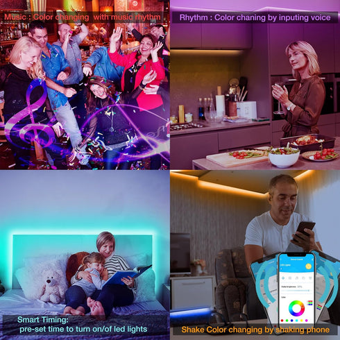 100ft DAYBETTER Smart RGB Led Strip Lights, Led Lights for Bedroom with App Control, Multicolor Changing Led Light