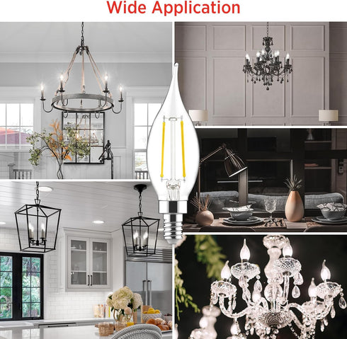 Sengled Bulbs E12 Dimmable, 40W CA10 Bulbs 5000K Bulbs 12 Pack Candelabra Light LED Equivalent Candle Daylight White
