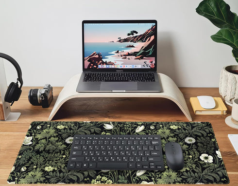 DSKGSJH 31.5 15.75 Dark Green Floral Plants XXL Gaming Mousepad & Desk Pad - Nature Leaf Flower Laptop Keyboard Mat x