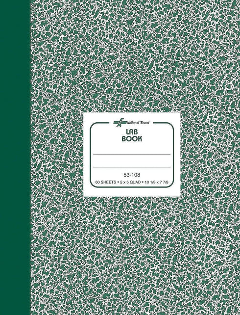 National Composition Lab Notebook, Quadrille Rule, Green Cover, (60) 10.13 x 7.88 Sheets