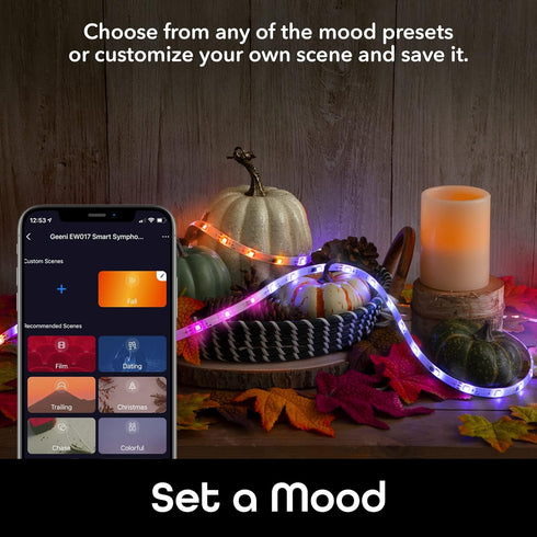 16.4 Geeni Prisma Symphony Smart LED Strip Lights, RGBIC Neon Color Changing WiFi Lights with App Remote Control