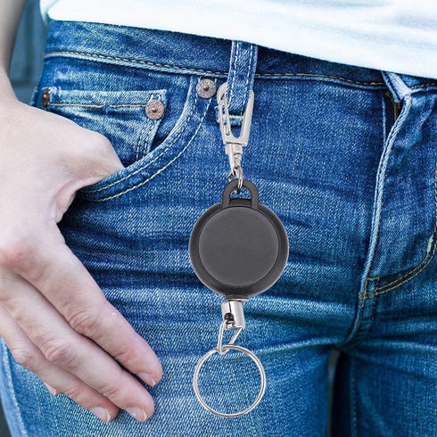 Retractable Keychains Badge Reel Holder, Stainless Steel Keyring with 60cm Steel Wire Rope