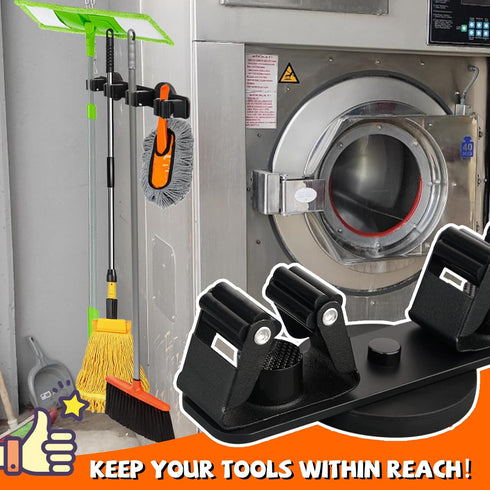 4 Magnetic Broom Holder Rack,Strong Magnetic Mount Mop Holder Racks for Cleaning Tools,Non-slip Magnetic Tool Holder