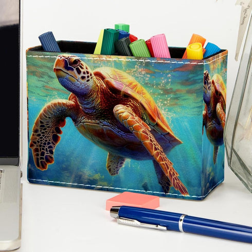 Ocean Sea Turtle Pen Holder, Office Storage Pencil Organizer for Desk