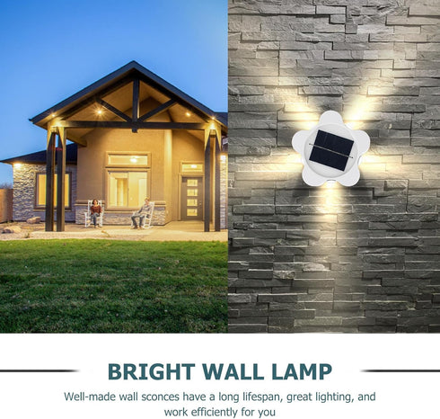 Uonlytech Solar Wall Lamp LED Outdoor Garden Night Light Home Wall Sconce Solar-Powered White Shell for Patio and Yard