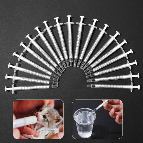 20 Pack 1ml Syringe for Liquid, 1cc Plastic Small Syringes for Scientific Labs, Non-Sterile, No Needle