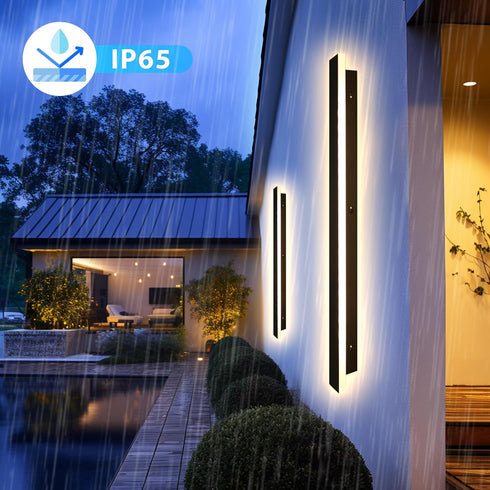 YCMGEAD 11.82in Ip65 3000k 9W Outdoor Wall Light LED Long Wall Sconce Waterproof Black Modern Outdoor Lights Metal