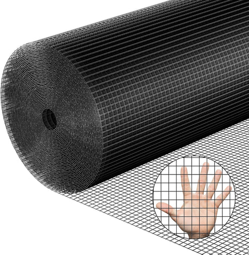 Hardware Cloth PVC Coated Wire Mesh 24'' x 25' 1/2inch Mesh Black