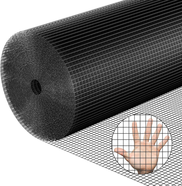 Hardware Cloth PVC Coated Wire Mesh 24'' x 25' 1/2inch Mesh Black
