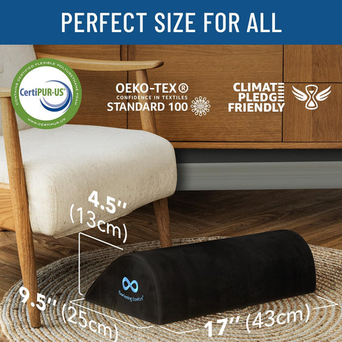 Everlasting Comfort Ergonomic Memory Foam Foot Rest, Teardrop Shaped Under Desk, 17 x 5 x 10 Inch (Black)