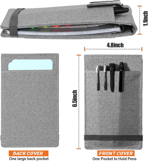 Notebook Cover for Rocketbook Mini Size Compatible with Field Notes Top Spiral Notebook 3.5 x 5.5 Inch - Waterproof Fabric, Multifunctional Organizer with Pen holder, Business Card Holder by Plinyvel