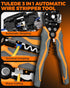 3-In-1 Self Adjusting Wire Stripper, Stripper/Cutter/Crimping Automatic Wire Stripper, 8 Inch Wire Stripper Tool for 10-24 AWG, Comes with Replaceable Stainless Steel Blades & Springs by TULEDE