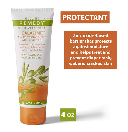 4 Oz Medline Remedy Olivamine Calazime Skin Protectant Paste Cream, Used with Dry Chapped from Diaper Rash