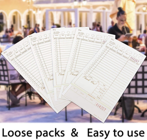 3 250 FMP Brands Part Carbonless Guest Checks Pads, Perforated Server Note Pads Paper Total sheets for Waitress Book