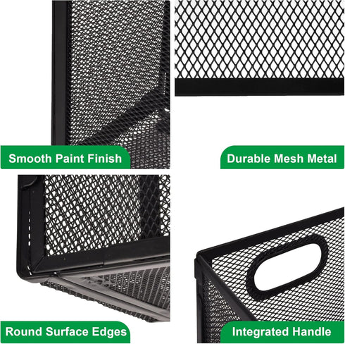 EASEPRES 2 Pack Desk Hanging File Organizer, Mesh Metal Letter-Size Desktop File Holder Box for Filing Folder Storage