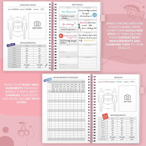 EPEWIZD A5 Counter Food Journal for Women Weight Loss Journal Wellness Meal Planner Size Food Dairy Calories Book