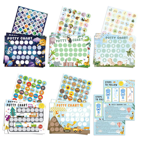 underbartliv Potty Training Chart for Boys, 17 PCS Potty Training Sticker Chart Set,
